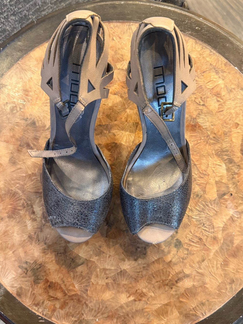Moda Spana Women’s Taupe Peep-Toe Heels Size 8.5